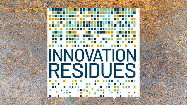 Innovation Residues between drawn mosaics over rusty background