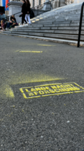 The logo of the Long Night of Research sprayed on the floor