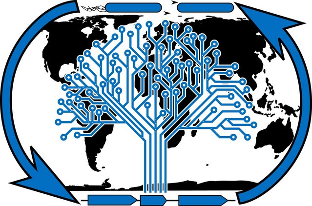 circuit tree in front of world map