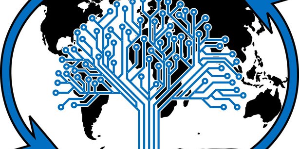 circuit tree in front of world map